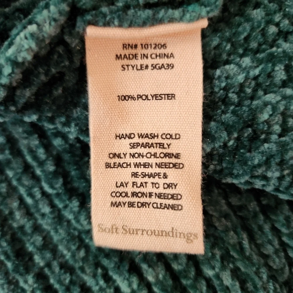 Soft Surroundings Womens Emerald Green Chenille V-Neck Tunic Sweater |1X| - Picture 7 of 7